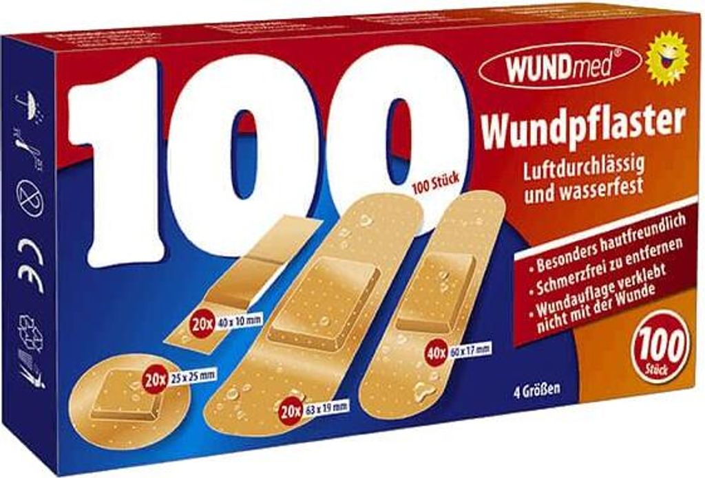 100 x Wundpflaster in 4 Größen Produktbild 