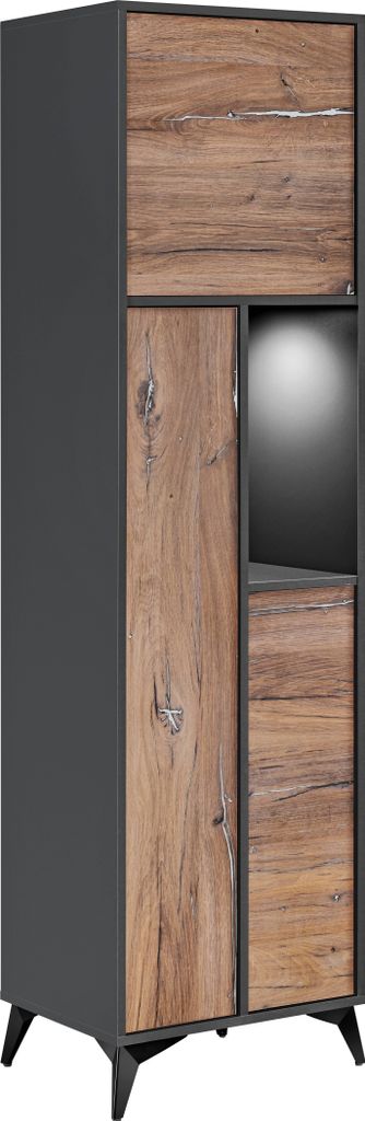 Komodee, Vitrine Schrank Orvieto, Eiche/Anthrazit, Breite Produktbild 