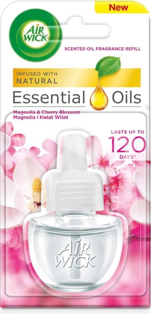 Air Wick – Lufterfrischer-Nachfüller – Ätherische Öle – Elektrischer Duftdiffusor – Magnolie & Kirschblüte – 19 ml - 1 Stück