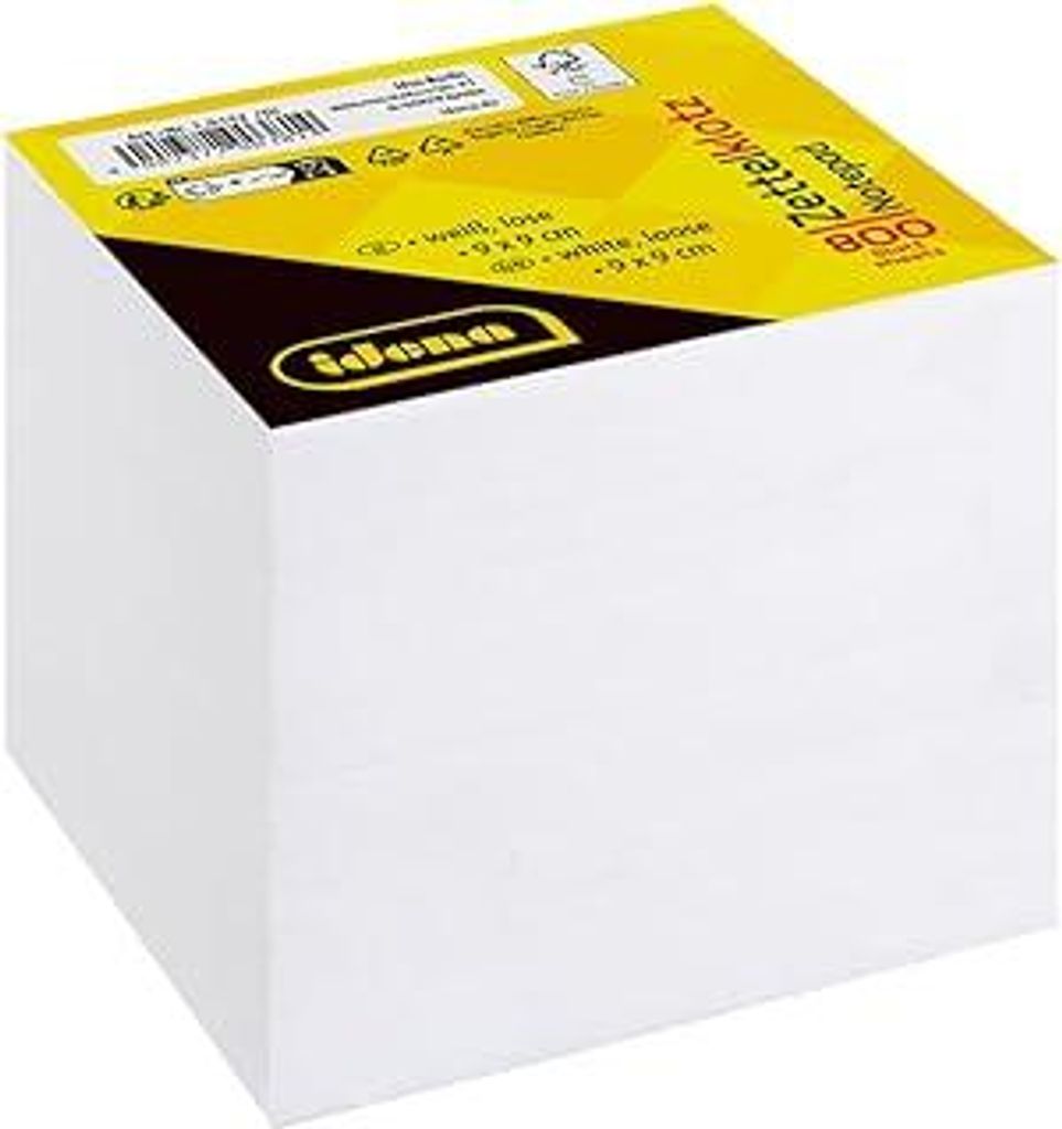 Idena 10442 - Zettelklotz, 9 x 9 cm, 800 Blatt lose, weiß, 1 Stück