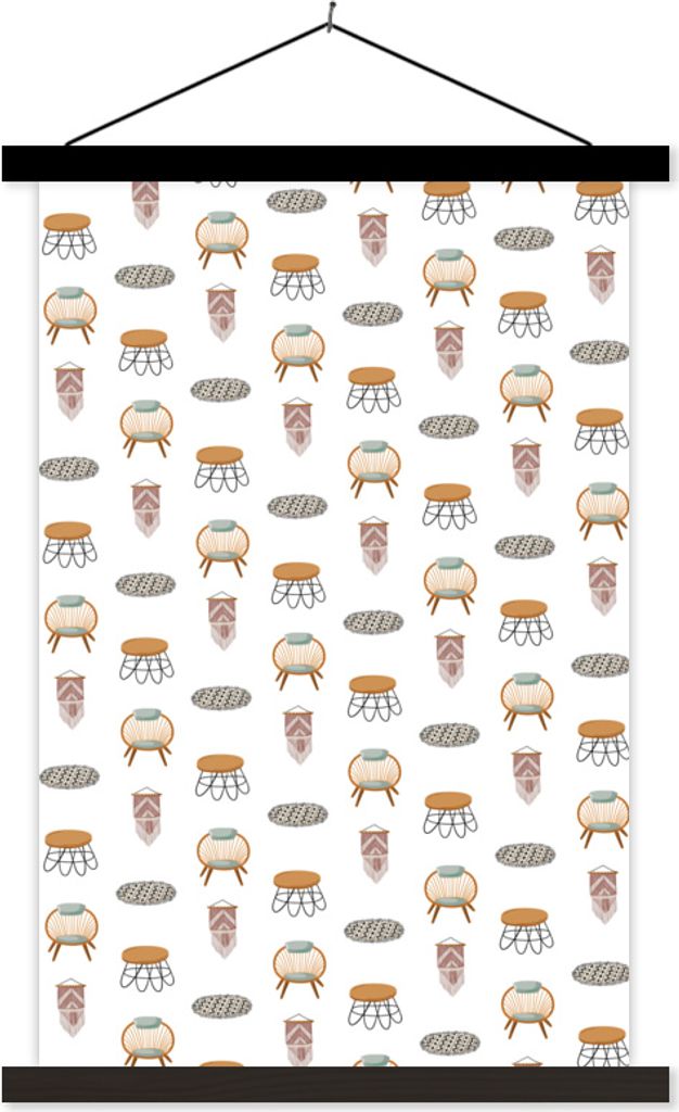 MuchoWow Textilposter Wohnzimmer - Muster - Farben 60x90 cm mit schwarzem Rahmen - Poster Wohnzimmer