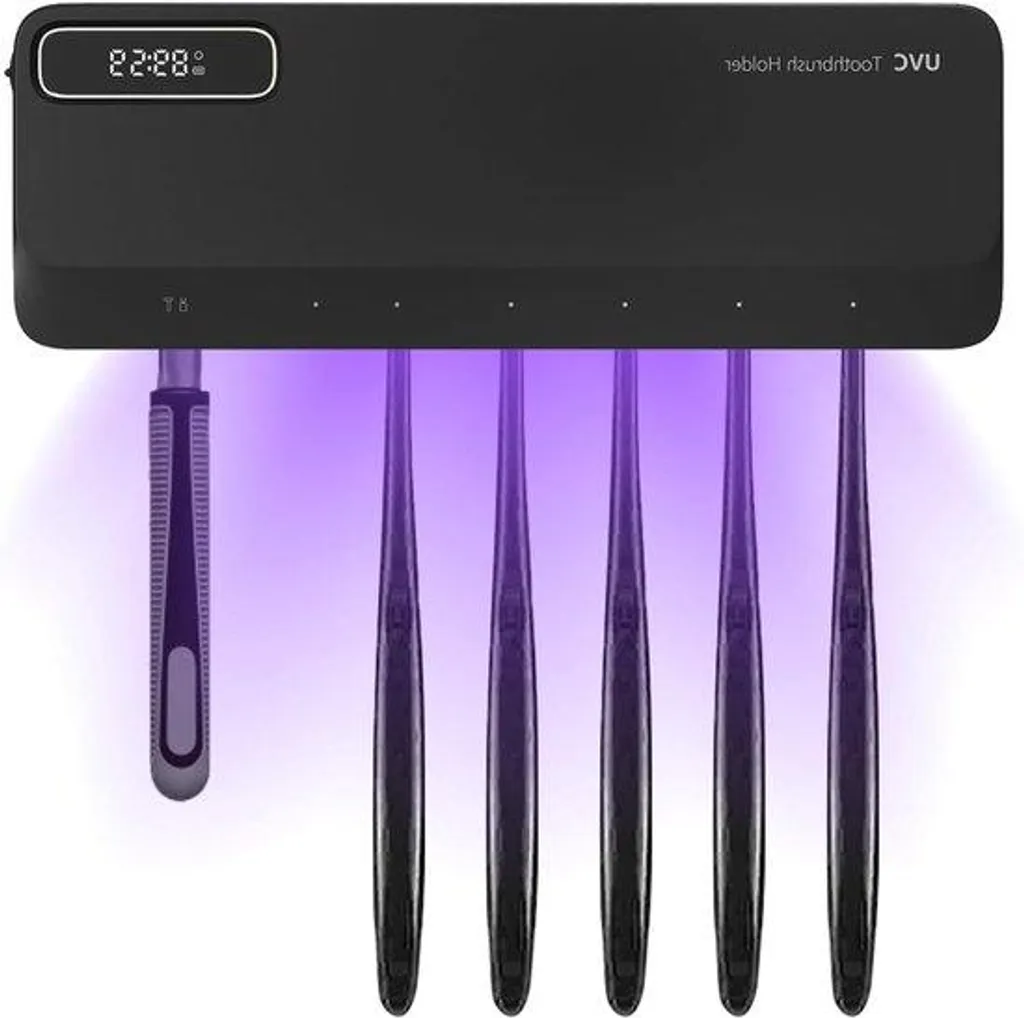 Porte-brosse à dents anti-bactérien UV mural blanc rechargeable 2000mAh