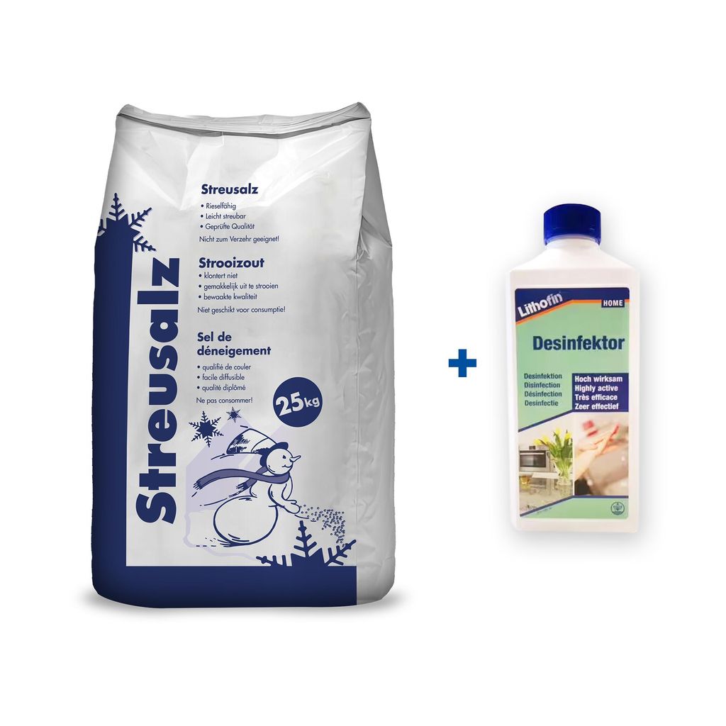 Hamann Streusalz 25 kg + Lithofin® Desinfektor 500 ml Produktbild 
