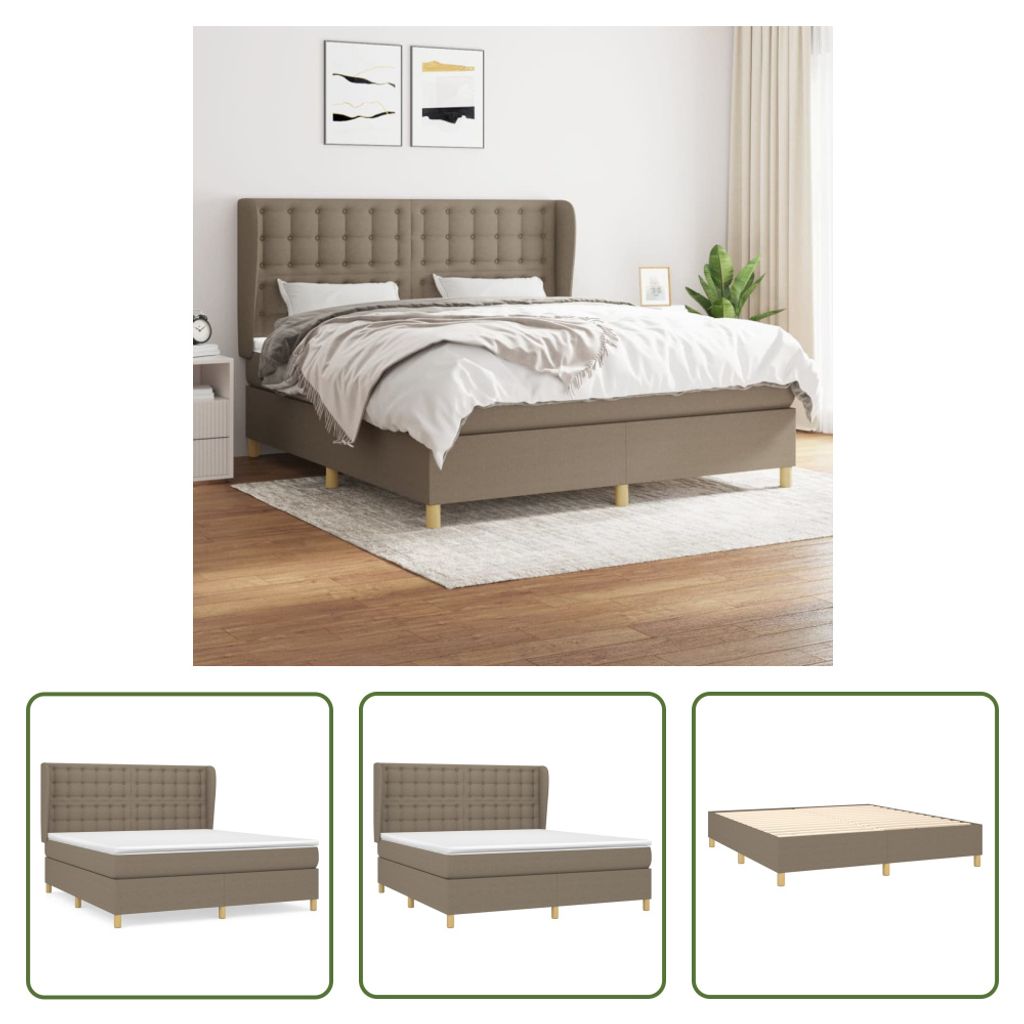 The Living Store Boxspringbett mit Matratze Taupe 160x200 cm Stoff