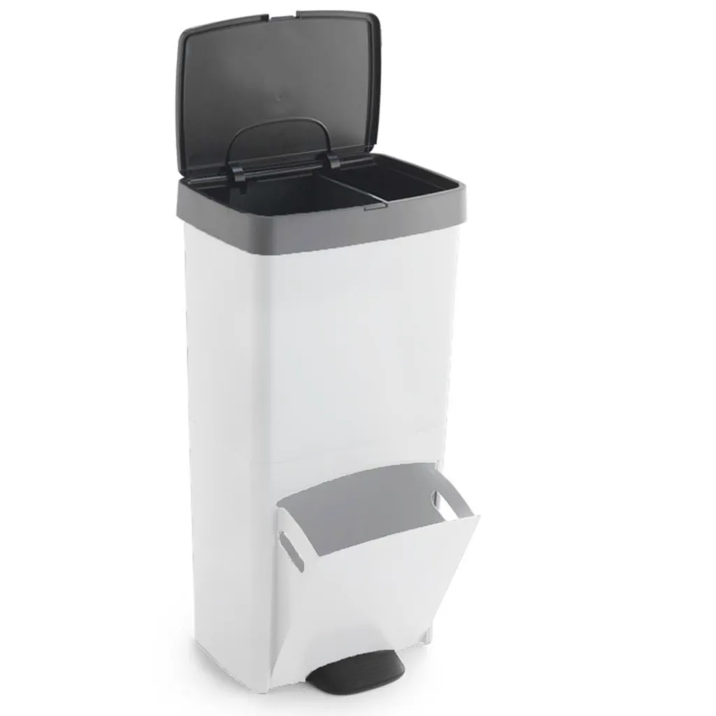 Poubelle de cuisine tri sélectif PICEA 70l - Double bac en acier robuste