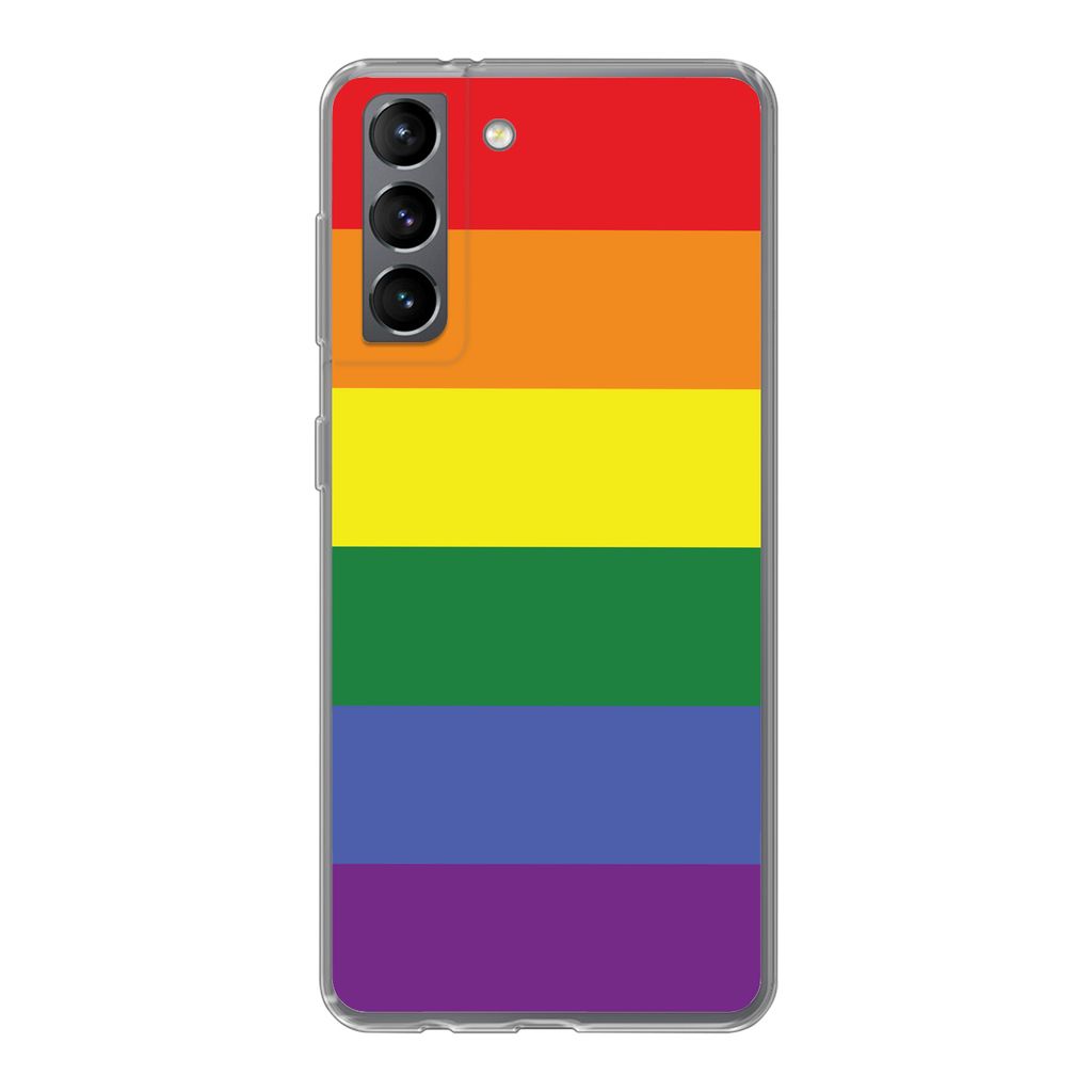 MuchoWow Handyhülle Schutzhülle Hülle für Samsung Galaxy S21 Regenbogen - Stolz - Regenbogenfahne Silikon Softcase Handy Hülle - Softcase