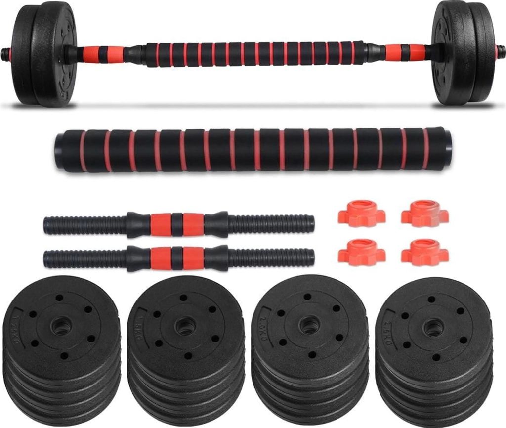 Profi Hantel-Set Multifunktional, 15Kg-20Kg-25Kg-30Kg, ergonomische Griffe für perfektes Griffgefühl, sichere und einfache Verschraubung