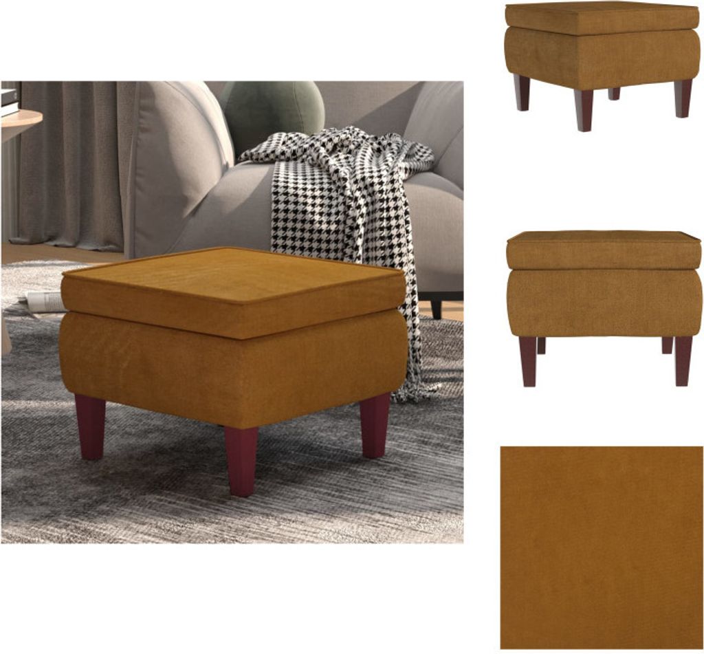 vidaXL Hocker mit Holzbeinen Braun Samt - Klappstühle & Hocker