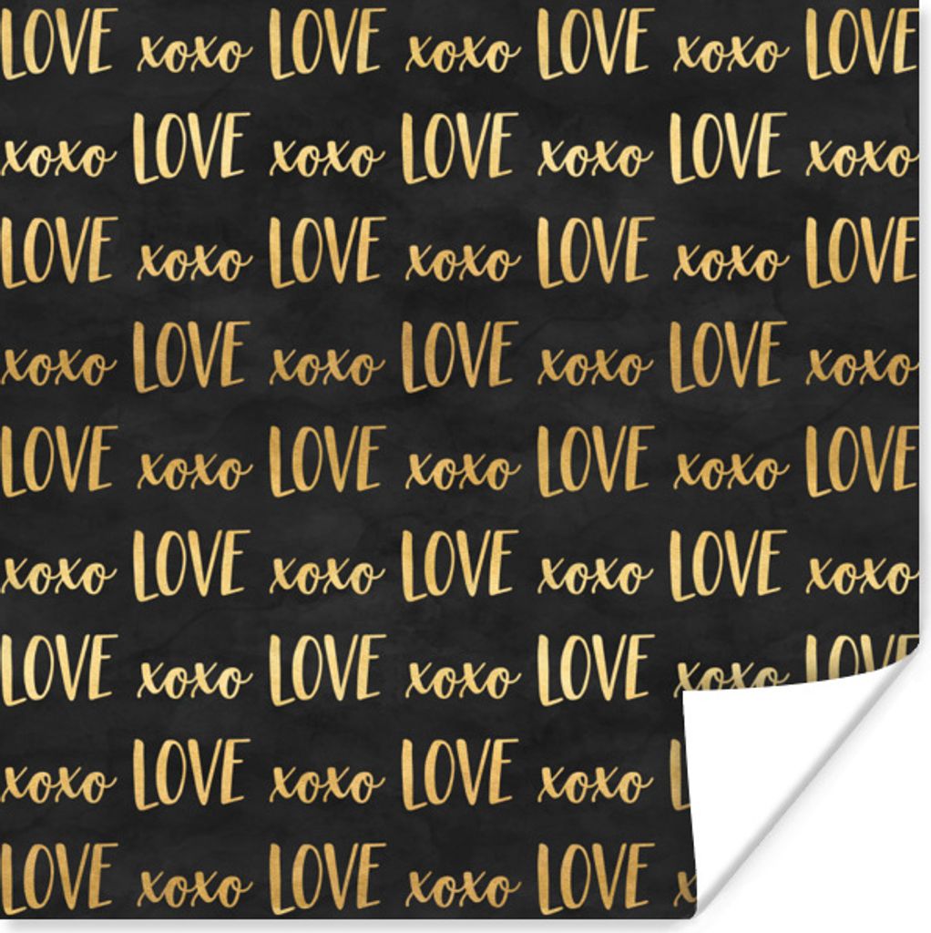 MuchoWow Poster Muster - Liebe - Gold - Schwarz 30x30 cm - Wandposter - Printing