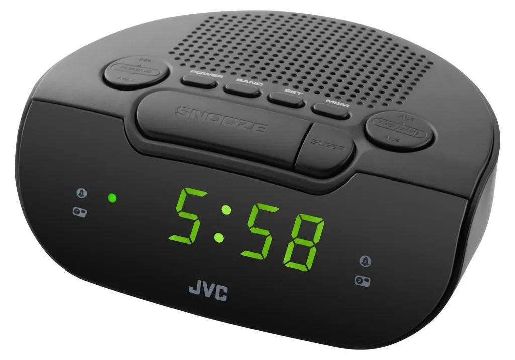 Réveil JVC RA-E111B Double Alarme avec Sauvegarde par Pile et Écran Rouge