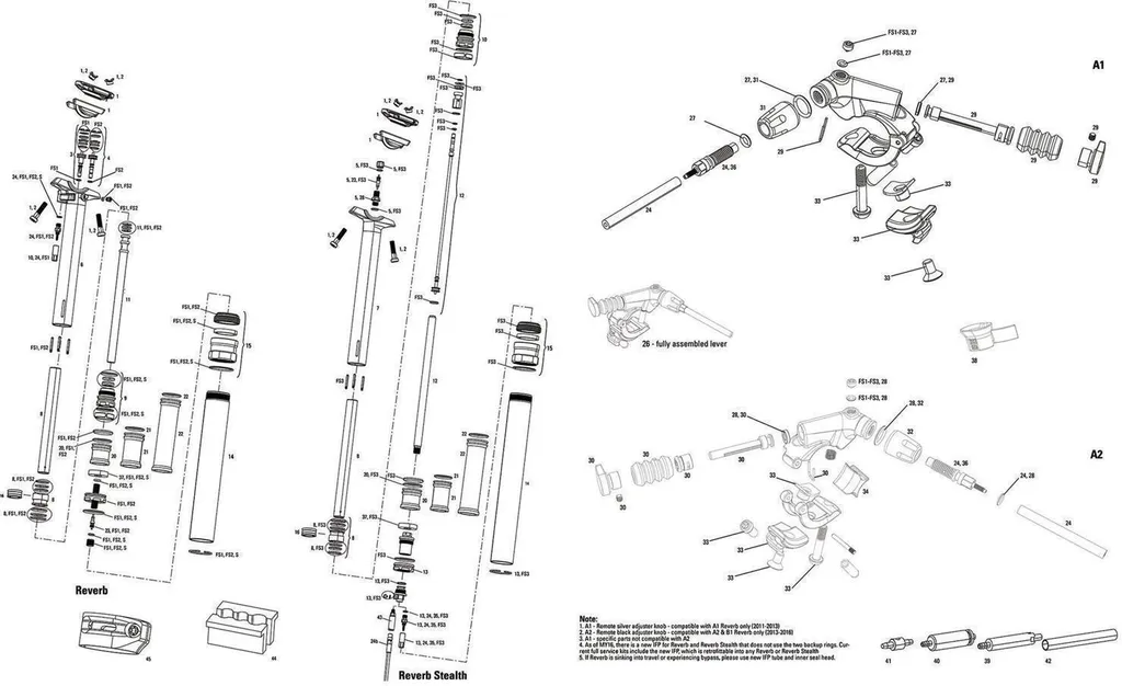 Kit Levier Remote Rockshox Reverb Mmx avec Durite 1500mm Argent Droit