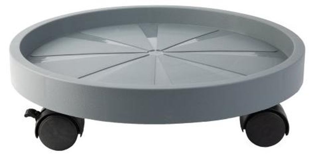 Pflanzroller 33cm Blumenroller Kunststoff mit Rollen Bremse grau