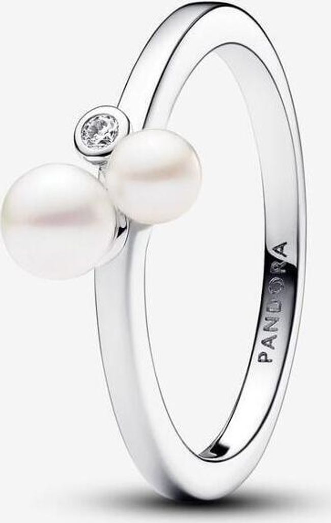 Pandora Duo Behandelte Süßwasserzuchtperlen Ring 193156C01 Damenring, Ringgröße:60