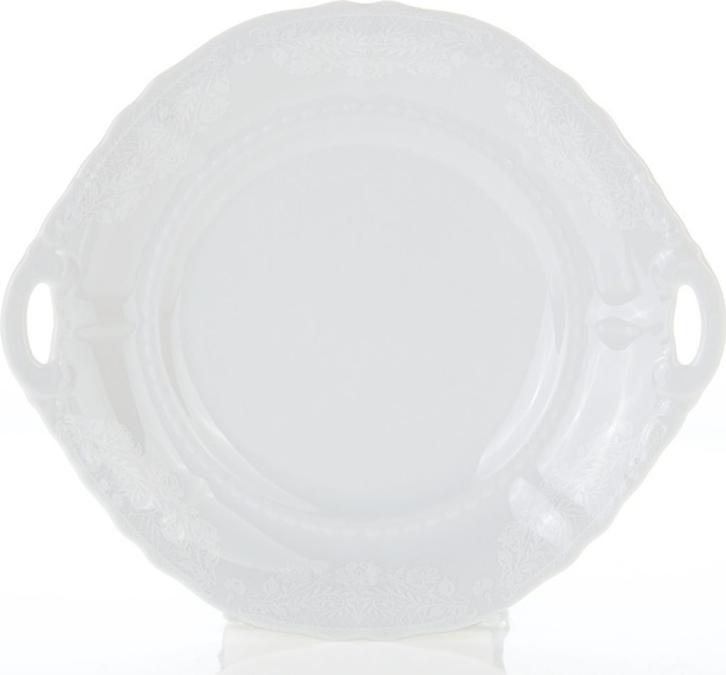 Tortenplatte, 27 cm, Tschechisches Porzellan, Sonata, weiße Produktbild 
