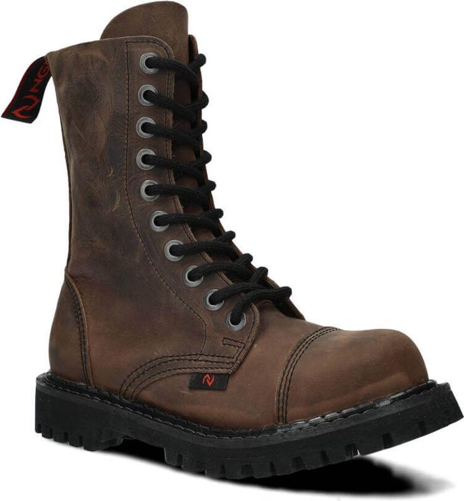 NAGABA Stahlkappenschuhe Damen Herren Stiefel 10-Loch - Leder - Olive - 43