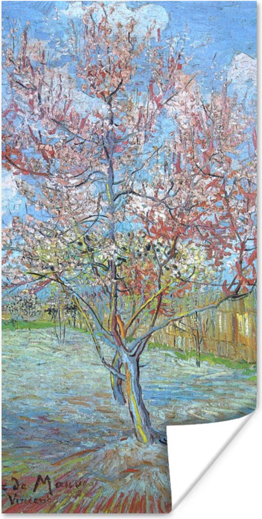 MuchoWow Poster Der rosa Pfirsichbaum - Vincent van Gogh 75x150 cm - Dekoration für die Wände
