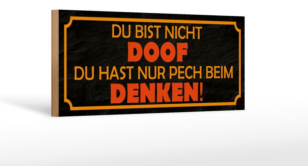 Holzschild Spruch 27x10cm du bist nicht doof du nur Pech