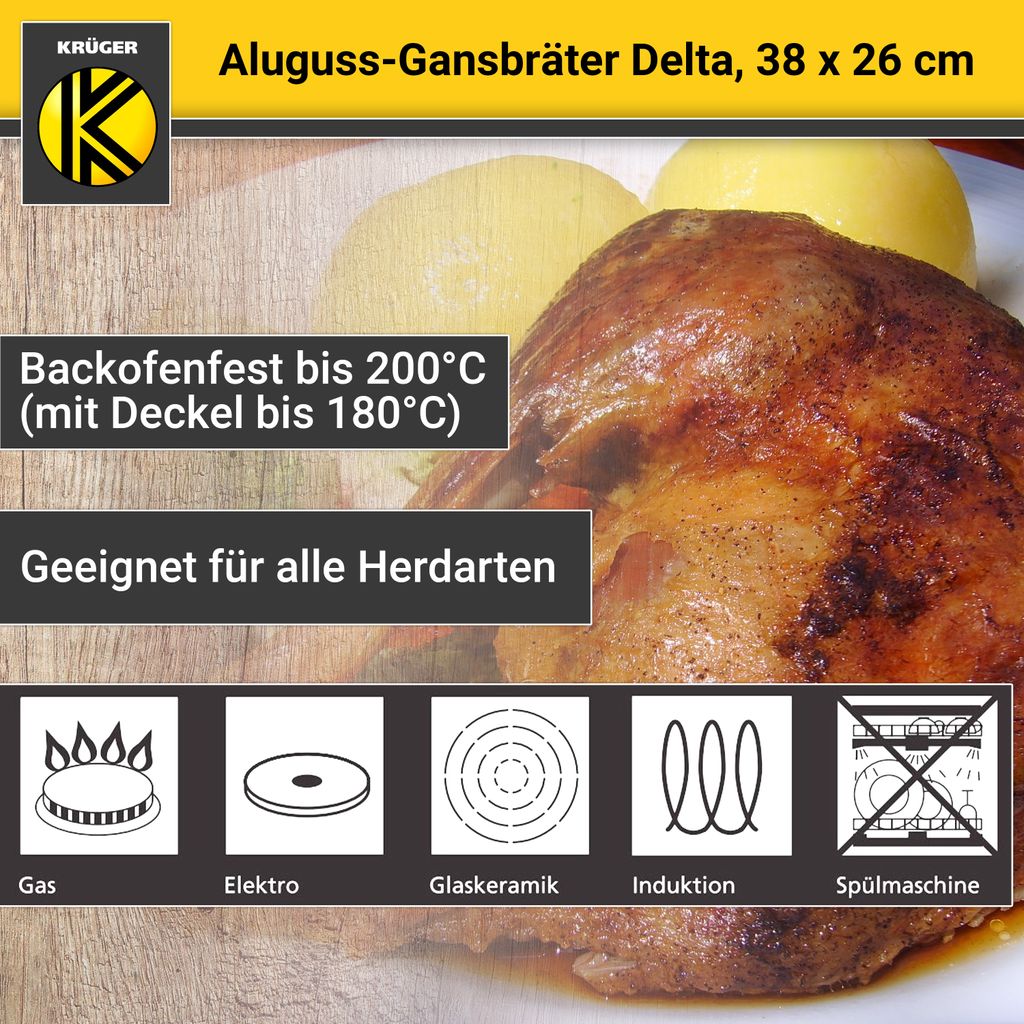 Karl Krüger 23038D Aluguss-Gansbräter Delta - 38 x 26 x 13 Produktbild 5