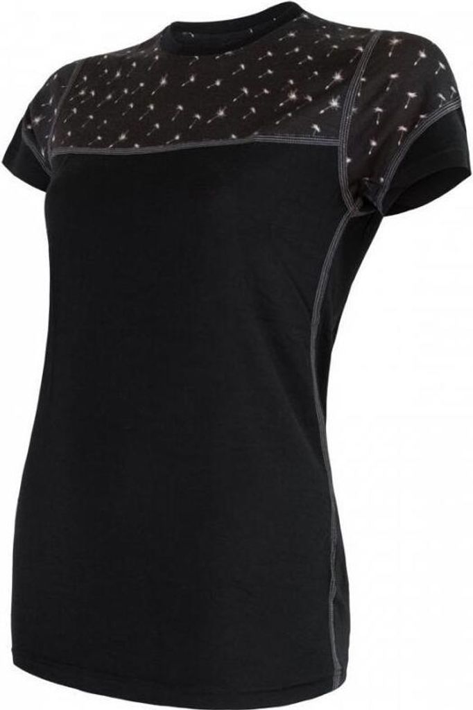 T-shirt Sensor Merino Impress Damen kurz schwarzes Muster größe S 21100006-00