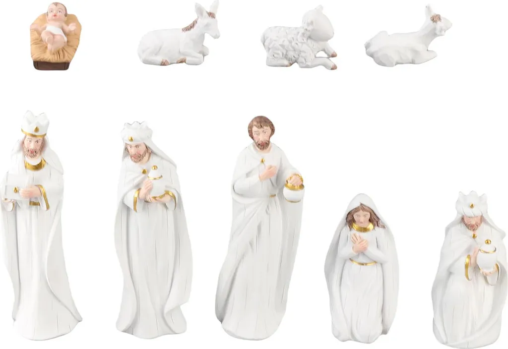 Crèche de Noël complète déco de table en résine style traditionnel