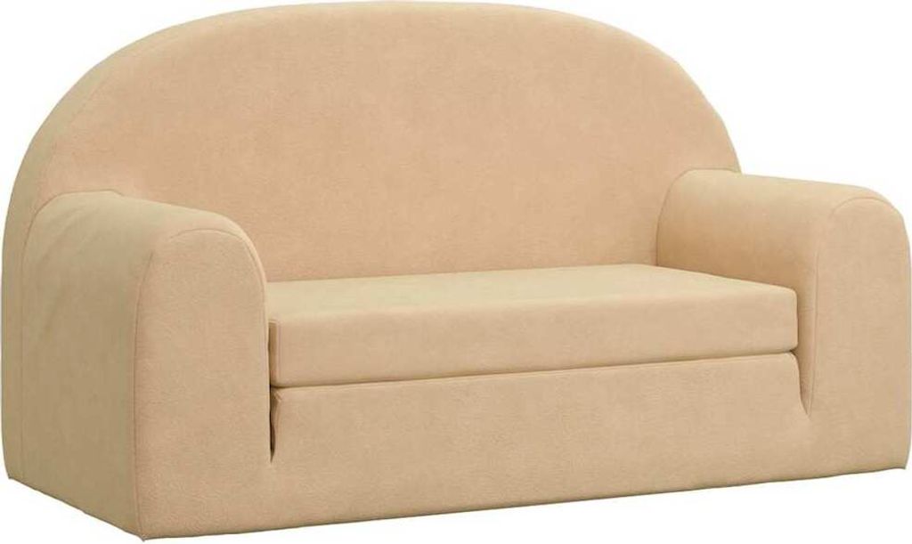 vidaXL Kinder-Schlafsofa 2-Sitzer Creme Weicher Plüsch Produktbild 
