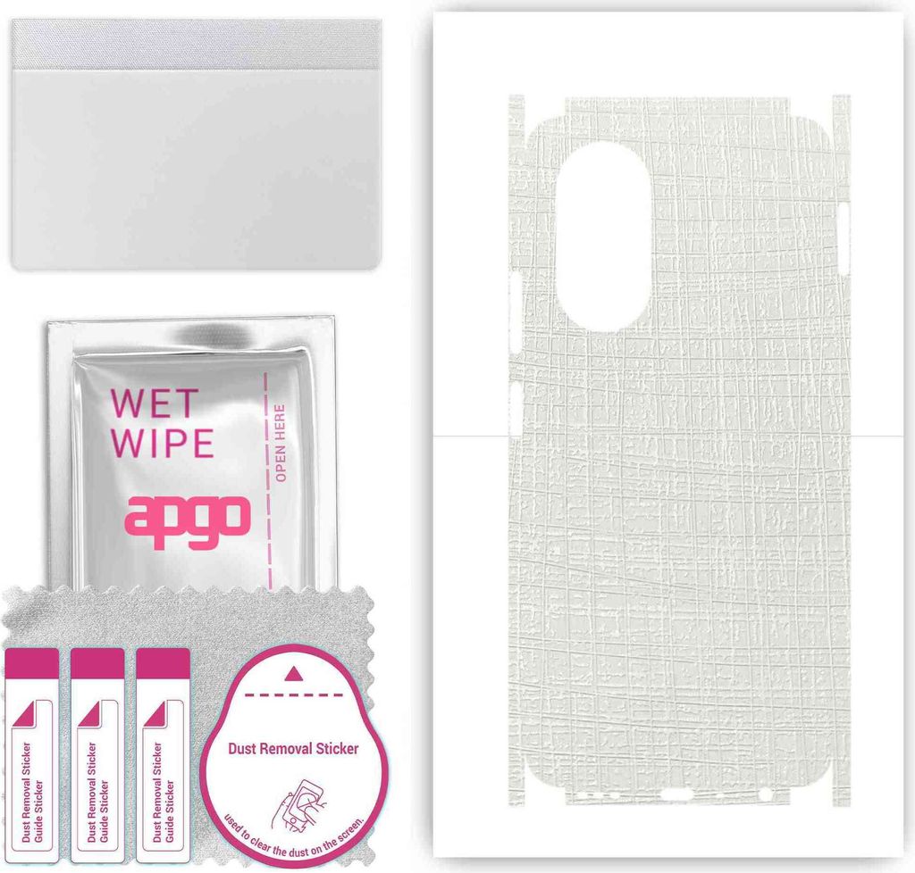 apgo Rückseite + Seiten Schutzfolie, Skin, kompatibel mit Oppo A58 4G, Hinten Displayschutzfolie aus Vinylfolie, kratzfest, einfache Montage - Wei...