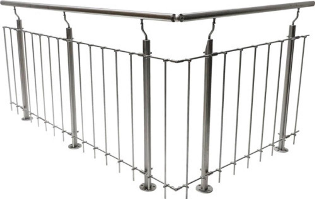 Pertura Geländer-Komplettset Vesta L-Form Edelstahl mit Rundstäben für Bodenmontage B: 15 m