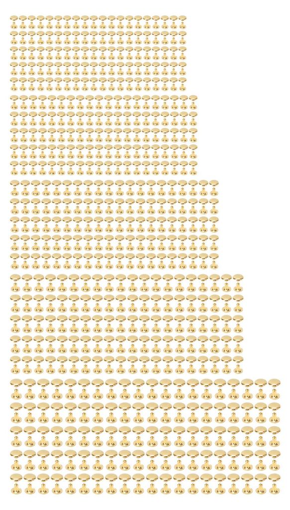 500 Sets Ledernieten (6 mm, 7 mm, 8 mm, 9 mm, 10 mm), Nietkappen und 8x6 mm Nieten für Bastelarbeiten, Kleidung, Stoff, Schuhe, Taschen, Dekoratio...