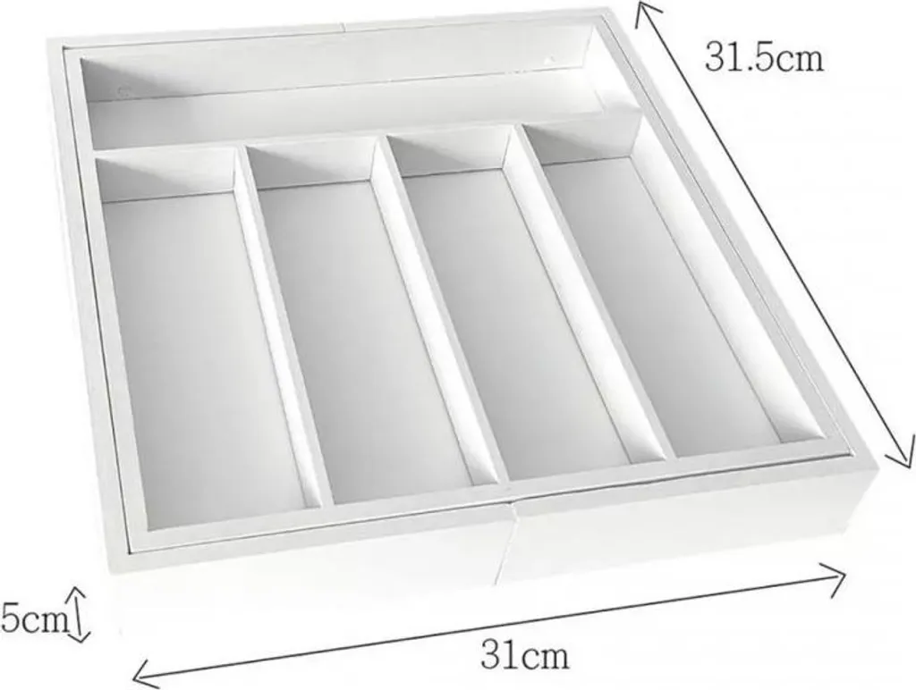 Scatola Portaoggetti In Bambù Kinghoff Per Posate E Utensili Da Cucina, Estensibile, 52x31,5x5 Cm, 7 Scomparti