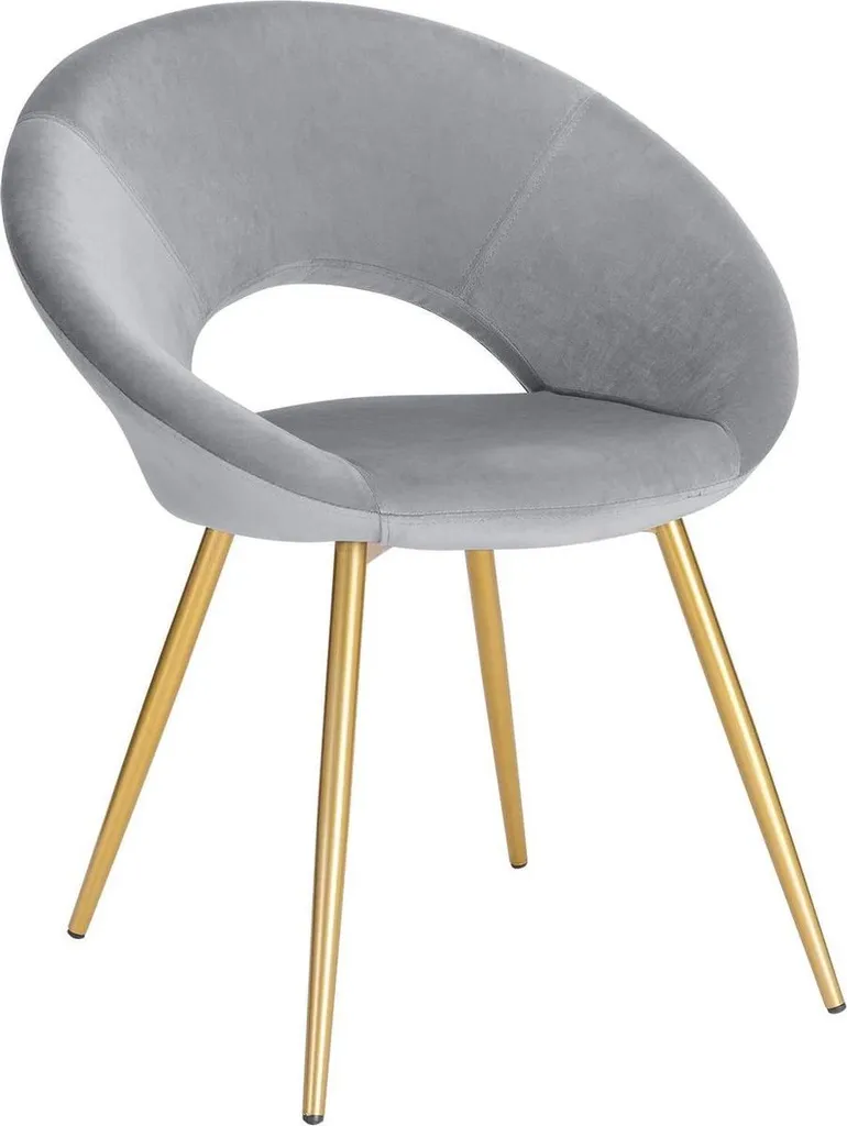 Chaise de repas ergonomique velours gris pour éviter le mal de dos