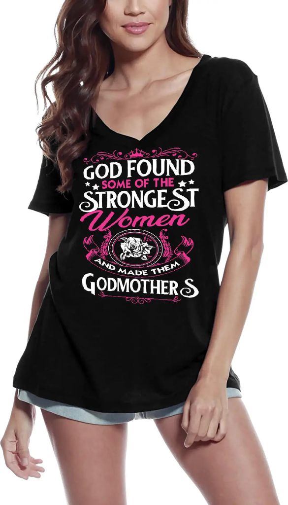 Damen Grafik T-Shirt V-Ausschnitt Gott fand einige der stärksten Frauen und machte sie zu Patinnen – God Found Some Of The Strongest Women And Made
