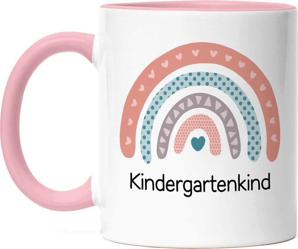 Kindergartenkind Tasse Rosa Geschenk Kindergarten Start Kita Herzen Regenbogen Mädchen Motiv
