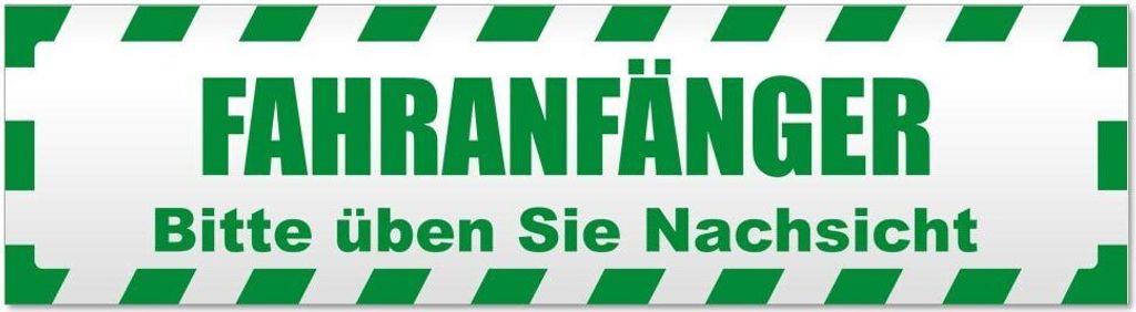 Kiwistar - Autoaufkleber - Grün - 60 x 16 cm - Fahranfänger. Bitte üben Sie Nachsicht gestreift - Hinweis Aufkleber Sticker für Auto, Kfz, Fahr...