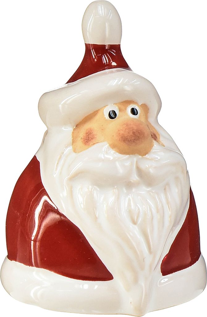 Keramik Weihnachtsmann Figur Set Rot-Weiß 6,4cm – 6er Festliche Deko Weihnachtsfiguren Handgefertigt, 6 Stück