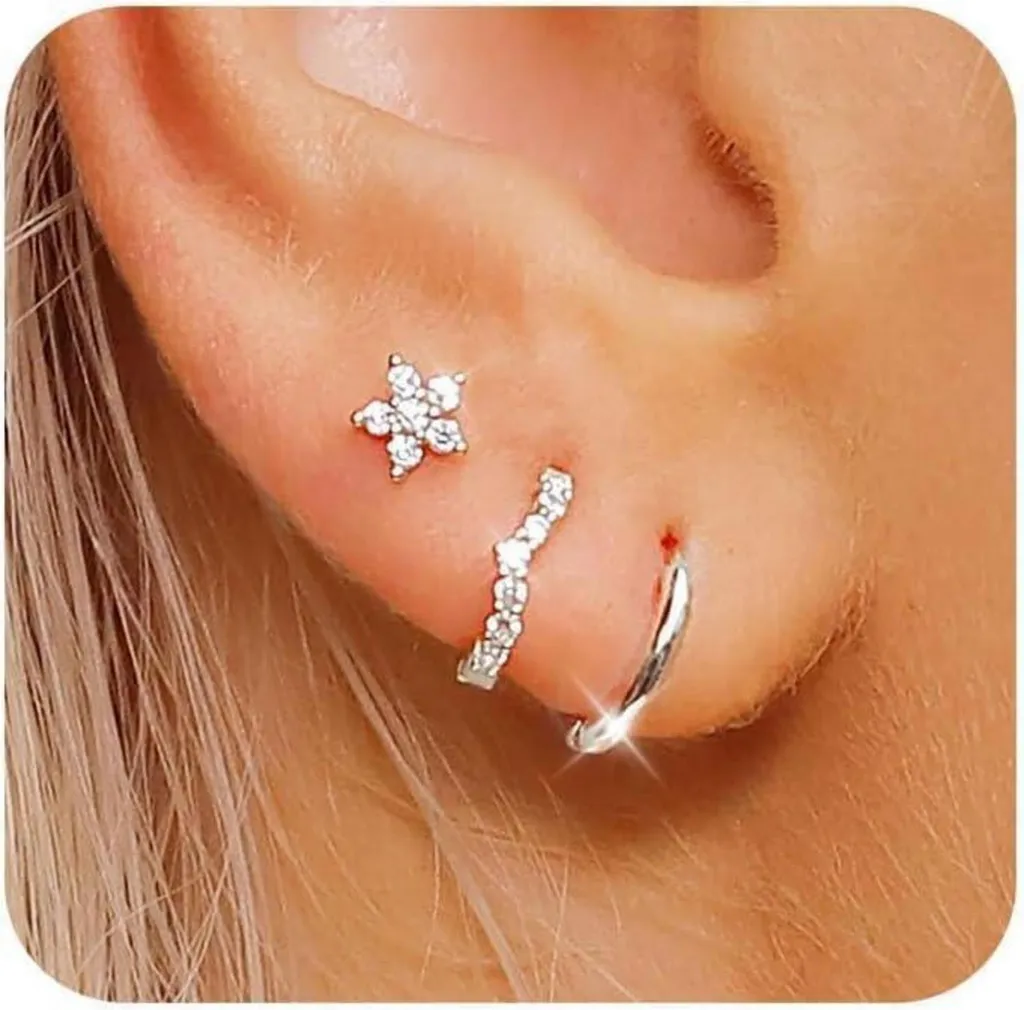 Boucles d'oreilles argent 925 anti-allergie set doré zirconium pour femme