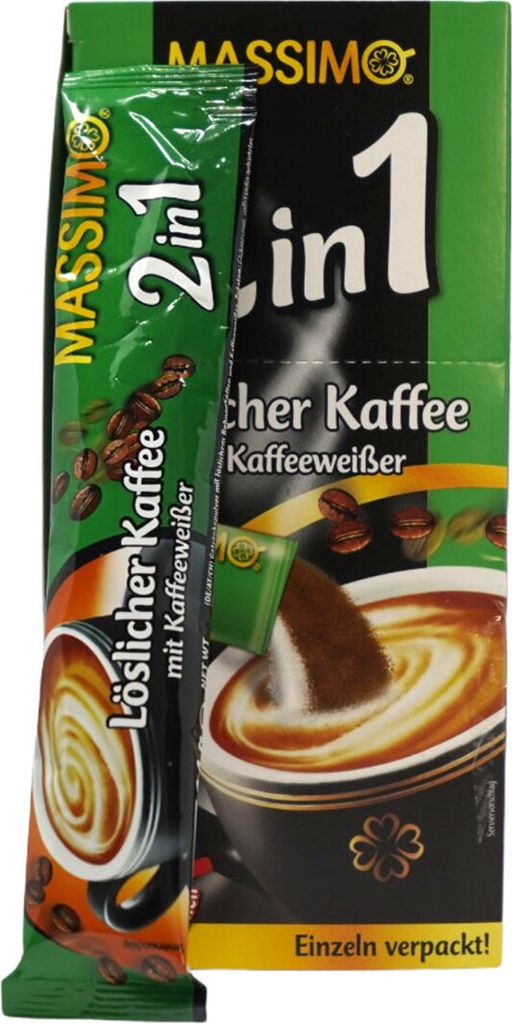 MASSIMO 2in1 Löskaffee mit Kaffeeweißer (10 Instantkaffee Sticks à 14g)