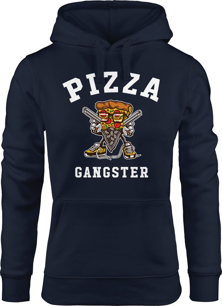 Kapuzen-Pullover Damen Pizza Gangster Hoodie Moonworks navy L
