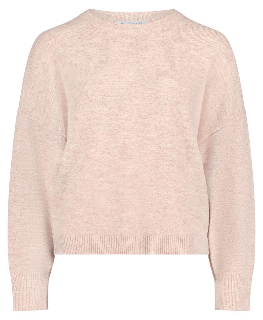 Oversized Rundhals Strickpullover Melange Langarm mit 56 cm Gesamtlänge