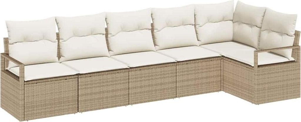 "SALE 2026" Sofa Set mit Kissen 6 pcs Beige Poly Rattan - Terassenmöbel DEMöbel486389
