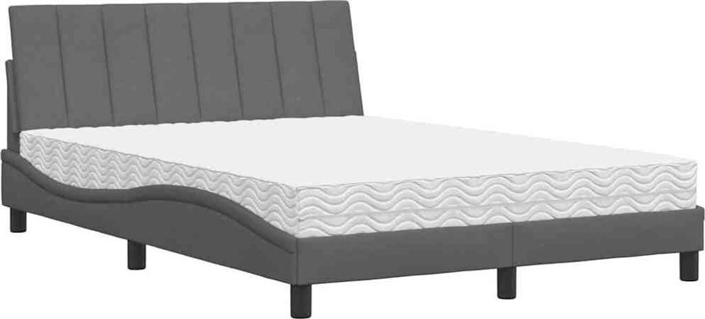 vidaXL Bett mit Matratze "Hanko" Dunkelgrau 120x200 cm Stoff