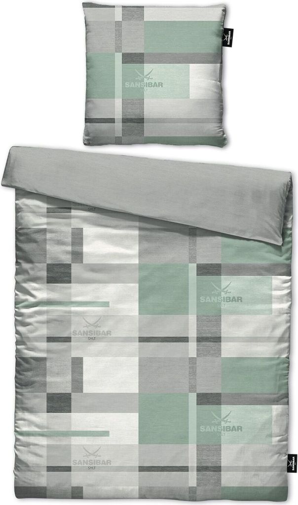 Bettwäsche Sansibar Cliff (2 tlg), 155x220 cm, 100% Baumwolle, Karo Design, grün