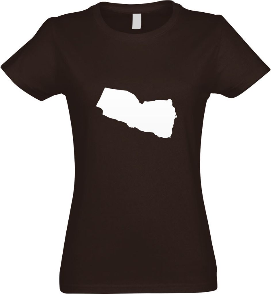 Kiwistar - T-Shirt tailliert - Damen - Chocolate - Jemen Umriss Kontur - mit Motiv Bedruckt - Funshirt Design - Sport - Freizeit - Damen - XL