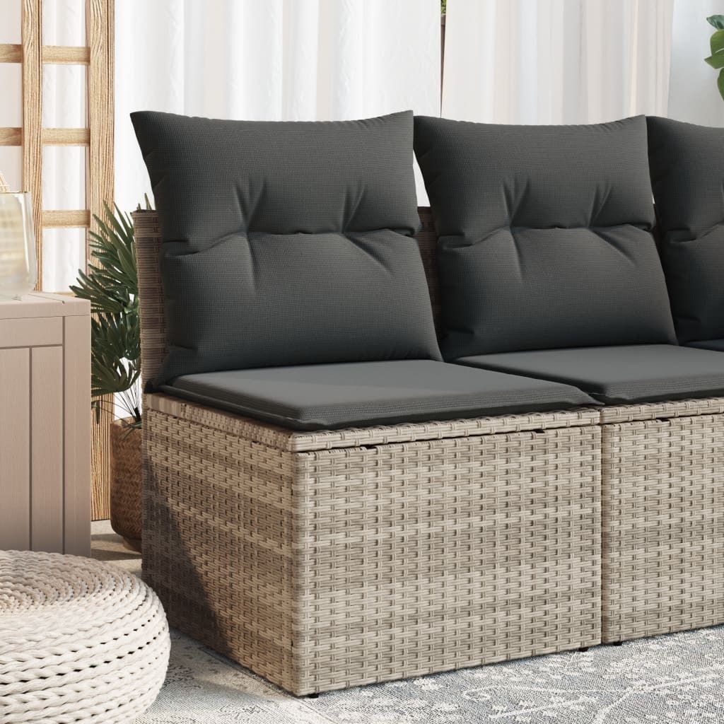 ZMH Gartensessel ohne Armlehnen mit Kissen Hellgrau Poly Rattan
