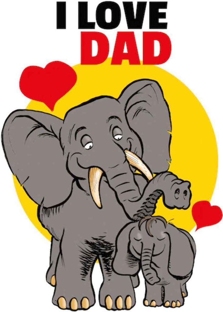 vianmo Holzschild 18x12 cm I love Dad Elefanten Tier Haustier