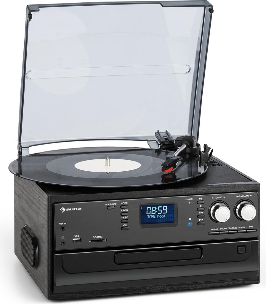 Auna Platine Vinyle Bluetooth, Tourne Disque Vinyle CD Image du produit 
