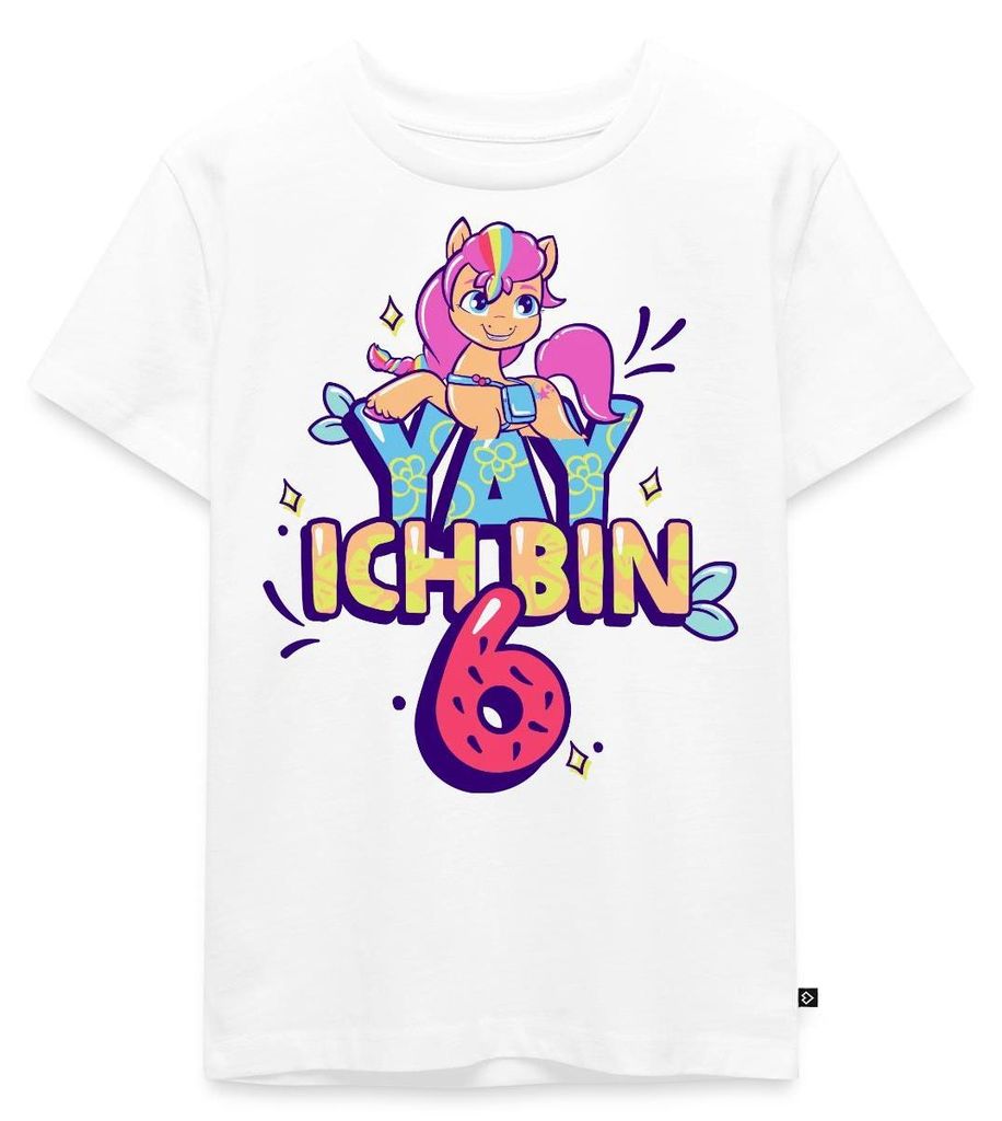 Spreadshirt My Little Pony Yay Ich Bin 6 Geburtstag Outfit Kinder Premium T-Shirt, 122/128 (6 Jahre), Weiß
