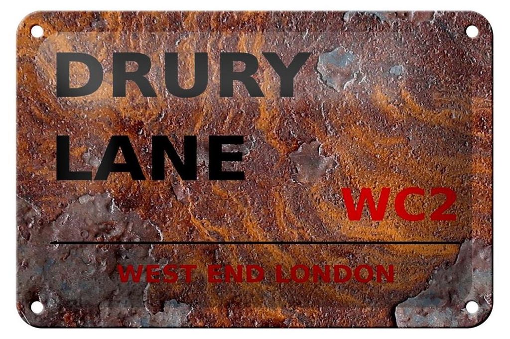 Blechschild London 18x12cm west end Drury Lane WC2