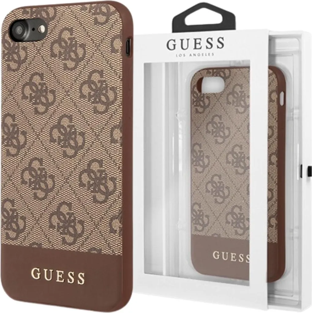 Offerta Custodia Guess iPhone 7/8/SE Marrone Stripe Originale