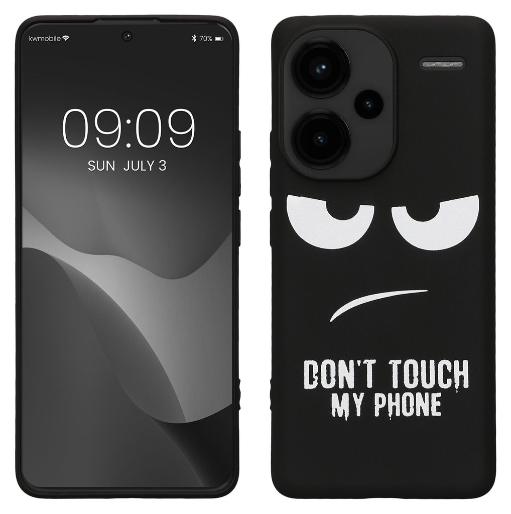 kwmobile Hülle kompatibel mit Xiaomi Redmi Note 13 Pro+ 5G / Redmi Note 13 Pro Plus 5G - Handyhülle Silikon Case - Don't touch my Phone Weiß Sch...