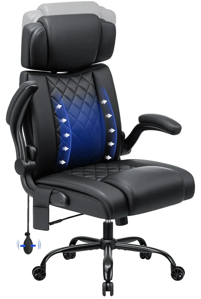 Chaise de bureau ergonomique contre les douleurs lombaires réglable noir